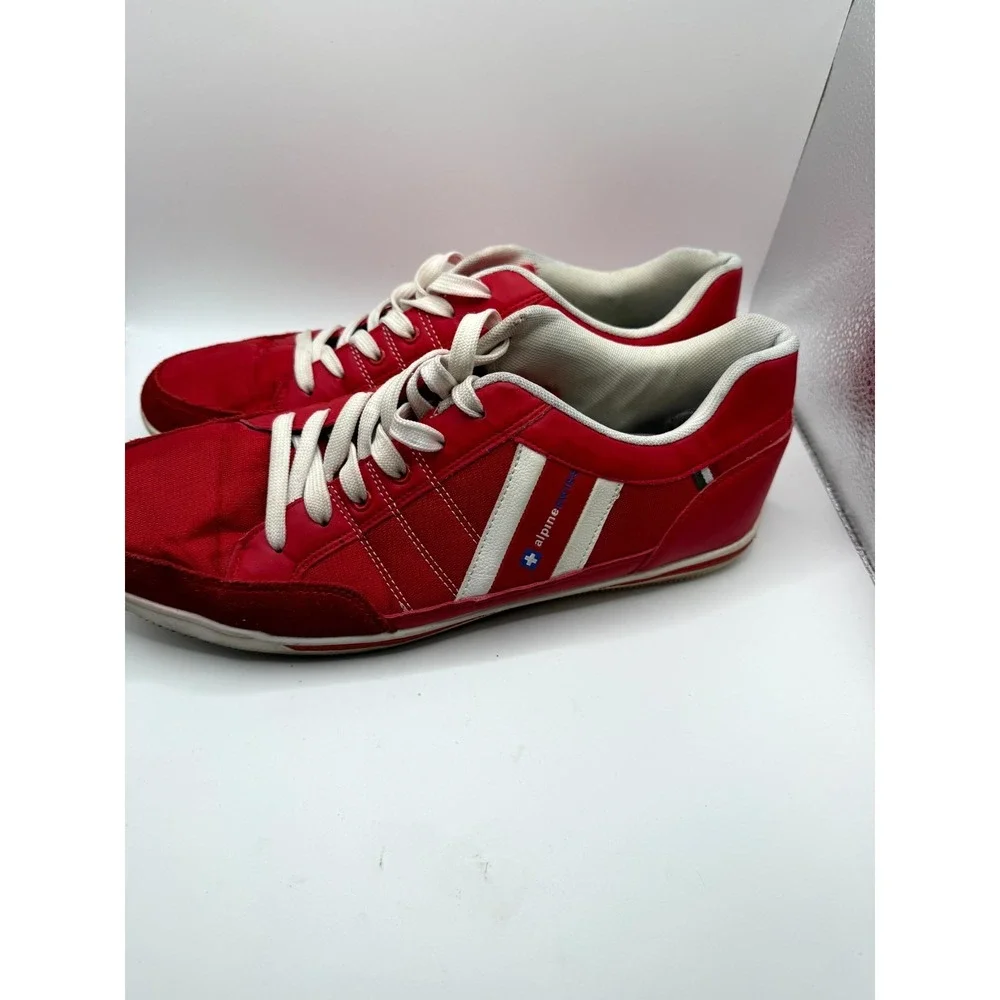 Alpine Swiss Stefan Mens 12 Sneaker Red Suede Trim Low Top Tennis Athletic Shoes